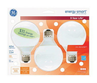 BULB 11W CFL G25 3PK