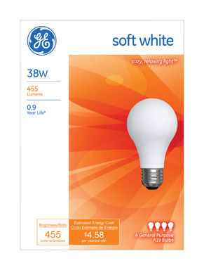 BULB 38W SFTWHT 4PK CAL