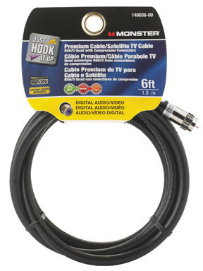 6' RG6 Coax Cable Black
