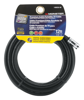 12' RG6 Coax Cable Black