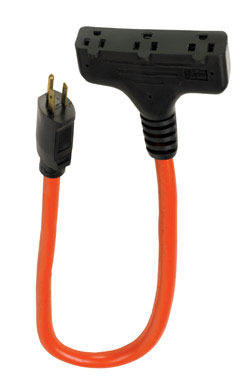 10' 12/3 Orng Triple Outlet Cord