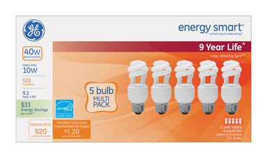 BULB CFL 10W SPIRAL 5PK