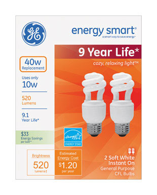 BULB CFL SPIRAL 10W TWIN PACK