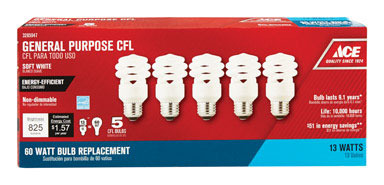 BULB CFL ACE 13W SW 5PK