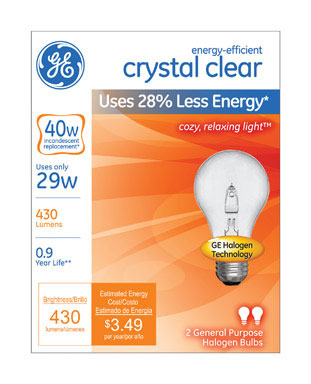 BULB HAL A19 29W CLR 2PK