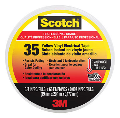 Scotch 3/4 in. W X 66 in. L Yellow Vinyl Electrical Tape