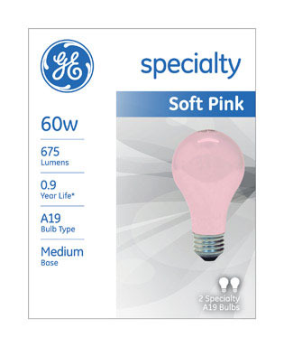 BULB SOFT PNK 60W 2/PK