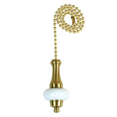 Pull Chain Brass & White