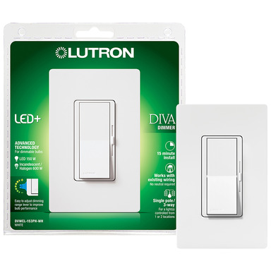 Lutron Diva White 150 W 3-Way Dimmer Switch 1 pk