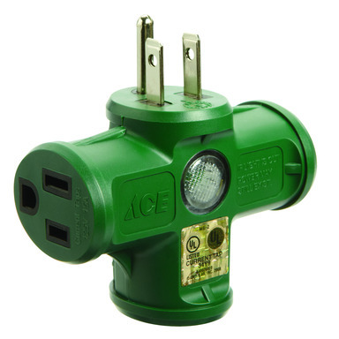 GRN Grounded 3 Outlet Adapter