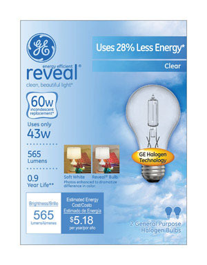 BULB HAL REV 43W CLR 2PK