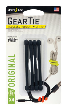 Gear Tie 3" Black 4 Pk