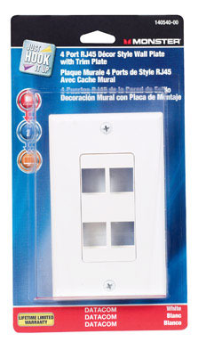 WALLPLATE 4PORT W/INSERT