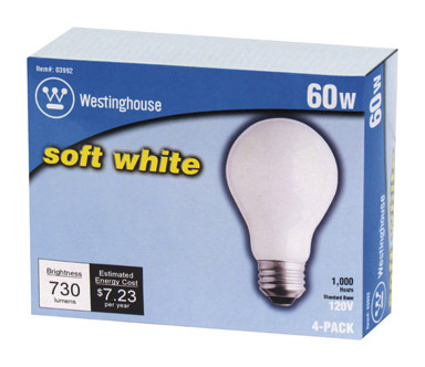 BULB A-19 60W SW 4PK