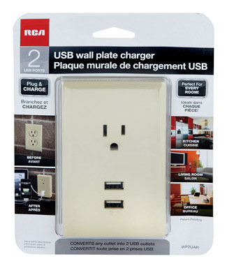 WALL PLATE 2 USB ALMOND