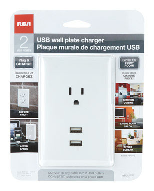 Wall Plate 2 Usb White