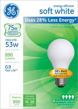 BULB HAL A19 53W SW 4PK