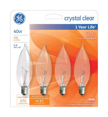 BULB 40W CAC DEC CLR 4PK