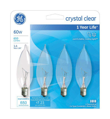 BULB 60W CAC DEC CLR 4PK