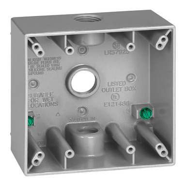 Gray Weatherproof 2G Outlet Box