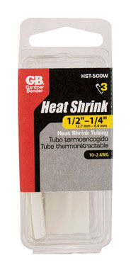 3PK 1/2" Heat Shrink Tubing WHT