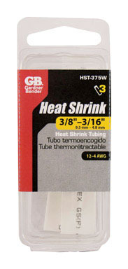 White Heat Shrink Tube 3/8" PK3