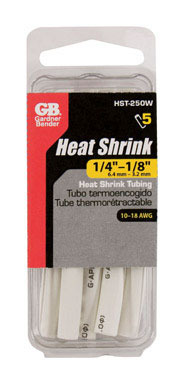White Heat Shrink Tube 1/4" PK5