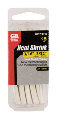 White Heat Shrink Tube 3/16" 5PK