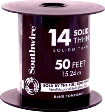 THHN WIRE SOL14G RED 50'