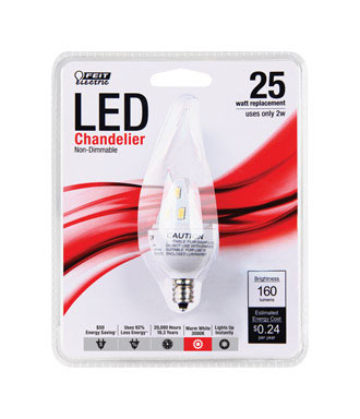 FEITE CANDALABRA LED 2 WATT,CLR