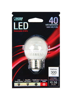 BULB LED G16 E26 CLR 40W