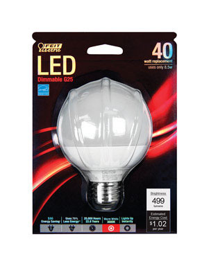 BULB LED G25 GLB WHT8.5W