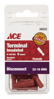 6PK Ins Wire Female Disconn Red
