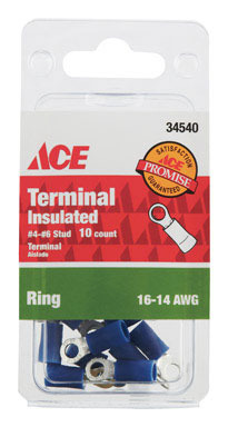 10PK Insulated Wire Ring Term Bl