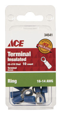 10PK Insulated Wire Ring Term Bl