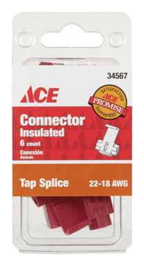 Ace Insulated Wire Tap Splice Connector Red 6 pk