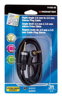 STEREO CABLE3' 90DEG BLK