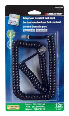Cord Handset 12' Black