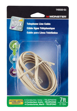 7' Cable Linea Telefonica Crema