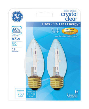 BULB DECO B13 43W CLR2PK