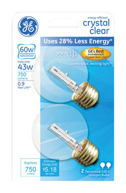 BULB G16.5 43W CLR 2PK