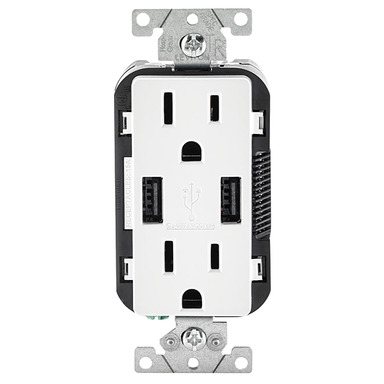 15A White Outlet USB Port