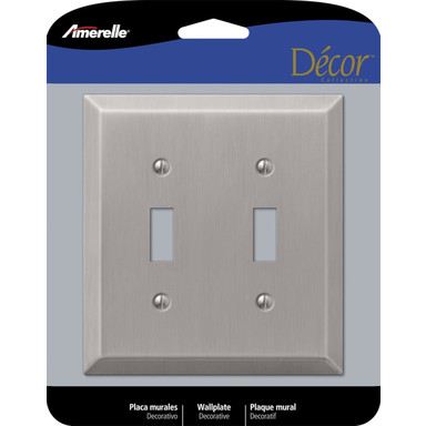 Brushed Nickel 2 Tog Wall Plate
