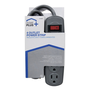 POWER STRP 4OUTLT 2GRAY