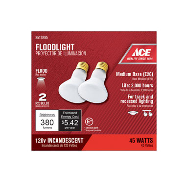 Bulb Rflctr R20 45w 2pk