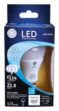 LED GE A19 60W EQ SFT WH