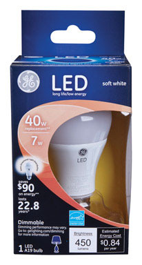 LED GE A19 40W EQ SFT WH