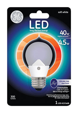 LED GE A15 40W EQ SFT WH