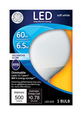 LED GE G25 60W EQ SFT WH