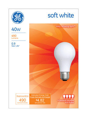 BULB SFTWHT 40A/W PK4 GE